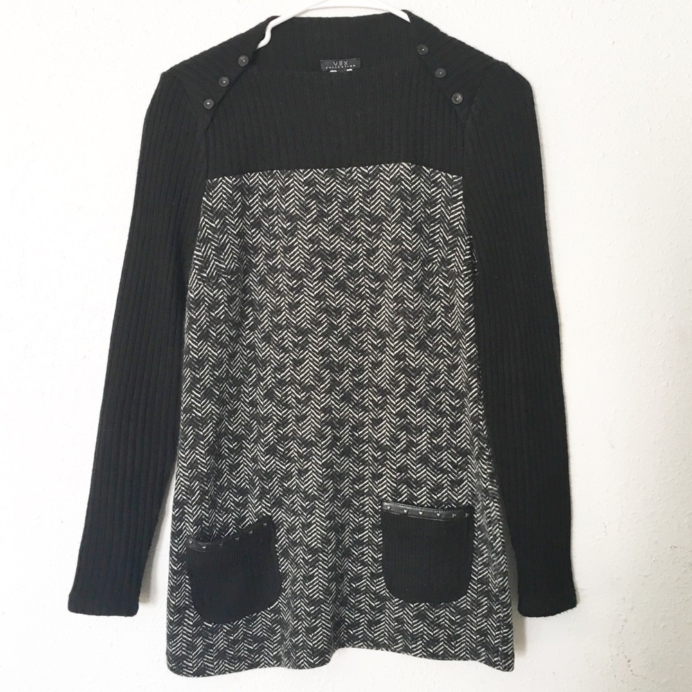 Vex Collection Sweater Dress Studded Pockets
